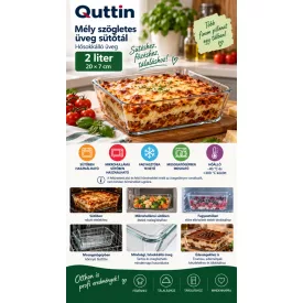Quttin mély szögletes üveg sütőtál rakott burgonya, lasagne és más sütőben készülő ételek sütéséhez