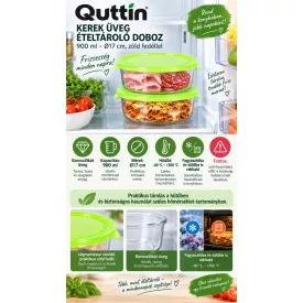 Quttin kerek üveg ételtároló doboz 900 ml-es űrtartalommal