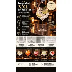 XXL méretű 920 ml-es gin-tonic kehely gin alapú koktélok felszolgálásához