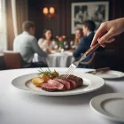 6 darabos steakvilla készlet fa nyéllel húsételekhez