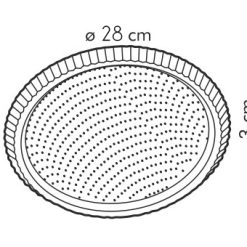 "Tortaforma bordázott, ferde éllel, kerek, 28x3 cm, Delícia"