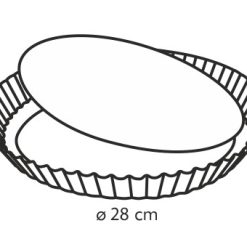 Tortaforma bordázott, ferde éllel, kivehető alap, kerek, 28x2,5 cm, Delícia