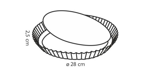 Tortaforma bordázott, ferde éllel, kivehető alap, kerek, 28x2,5 cm, Delícia